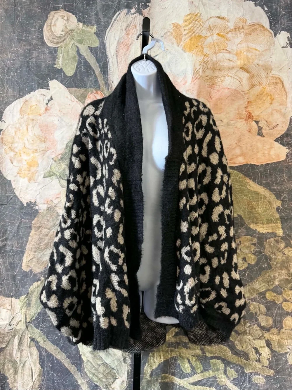 Anthropologie Akemi Kin Leopard Louise Open Knit Kimono Cardigan Sweater Size OS